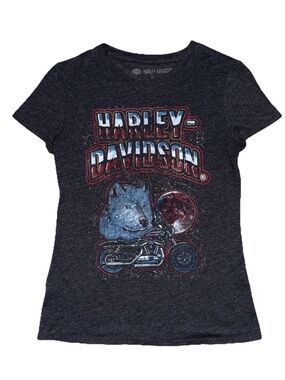 Harley-Davidson Women's Howl At The Moon T-Shirt Retro Graphic Tee XS NWOT